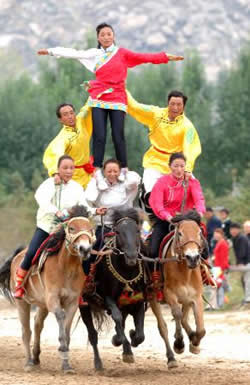 西藏拉萨举行雪顿节马术表演