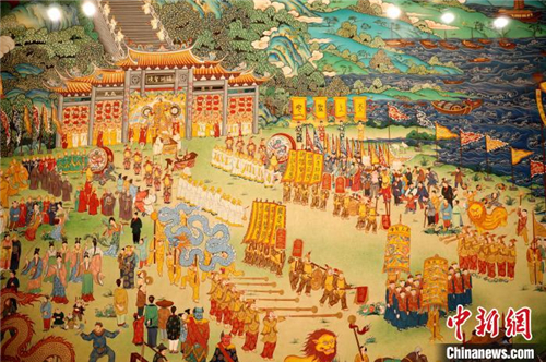 妈祖题材唐卡巨作《神昭海表》首次公开展出