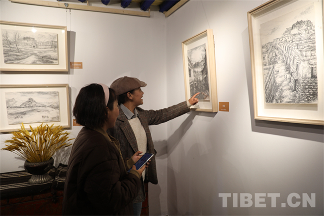 黄家林西藏传统建筑主题钢笔画个人展在拉萨闭幕